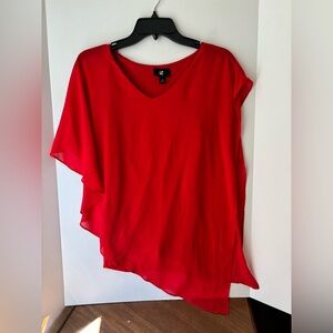 Zara Vibrant Red Asymmetrical Blouse